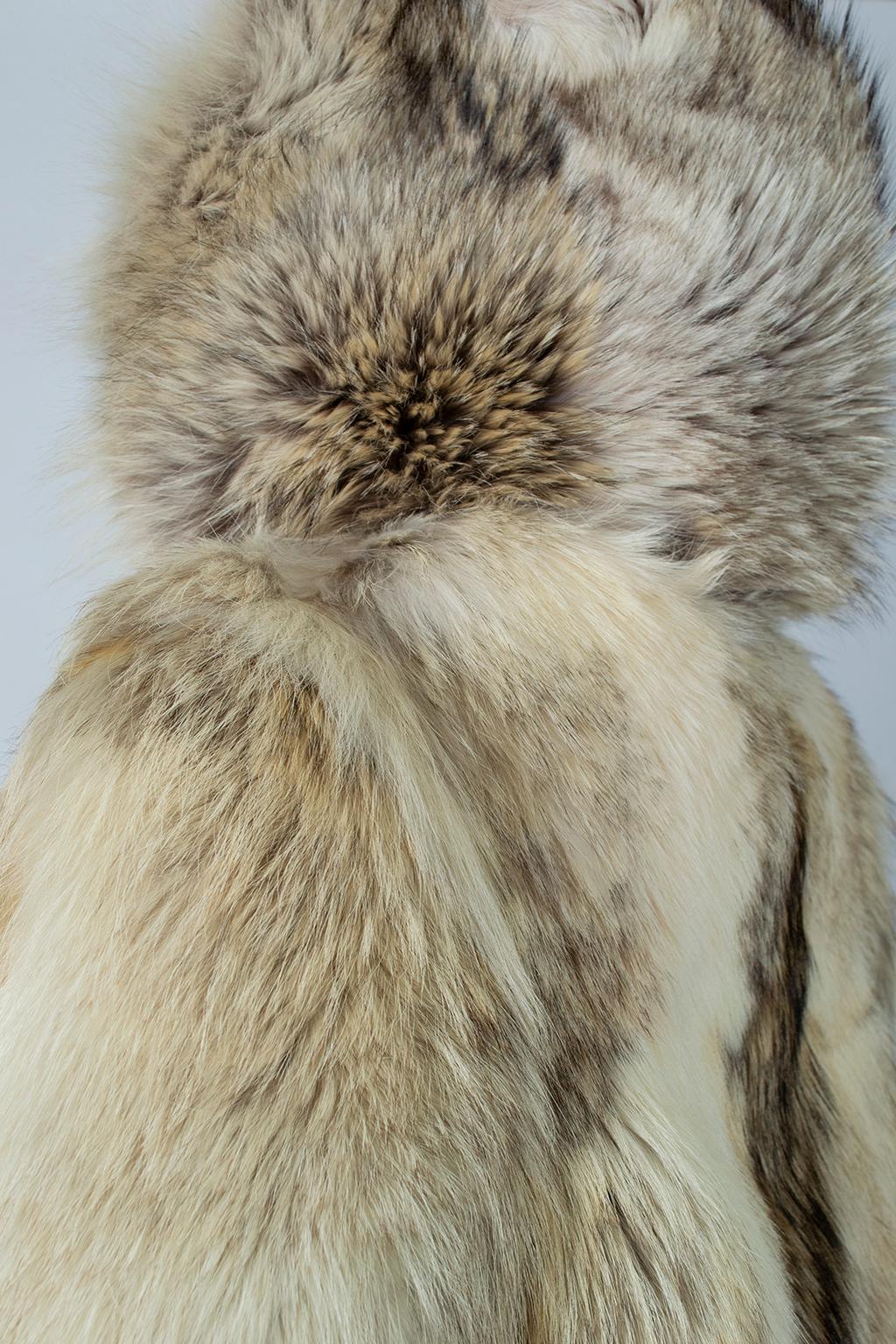 Plush Full-Length Copper Coyote Fur Overcoat with Detachable Hood – Med, 1970s 6