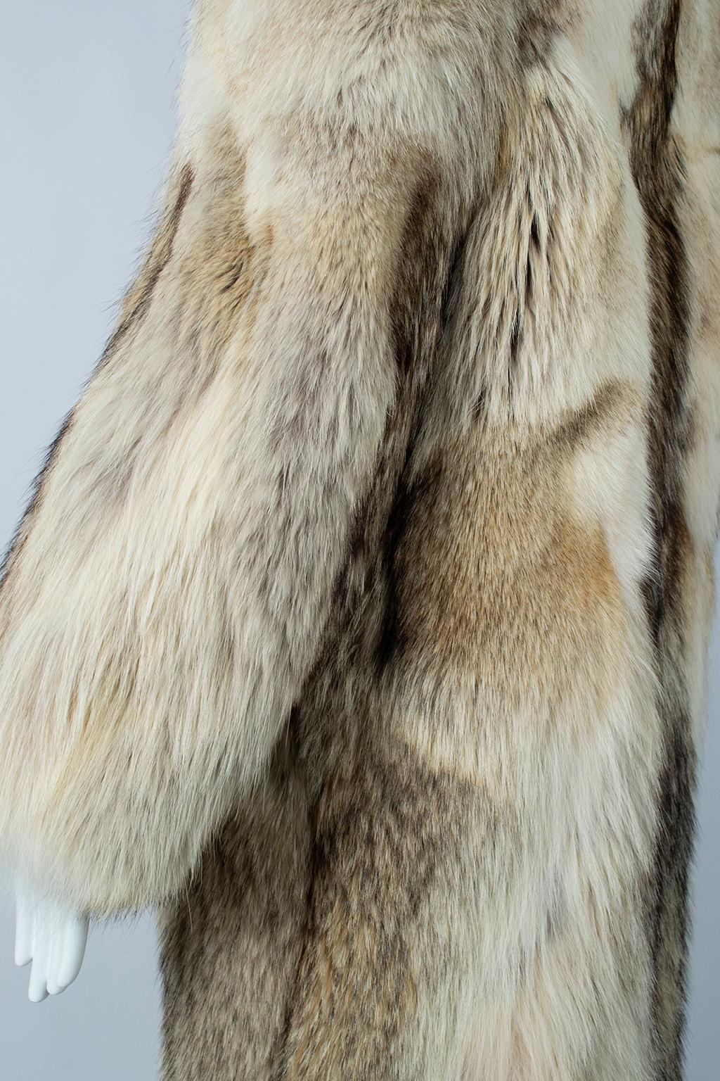 Plush Full-Length Copper Coyote Fur Overcoat with Detachable Hood – Med, 1970s 7