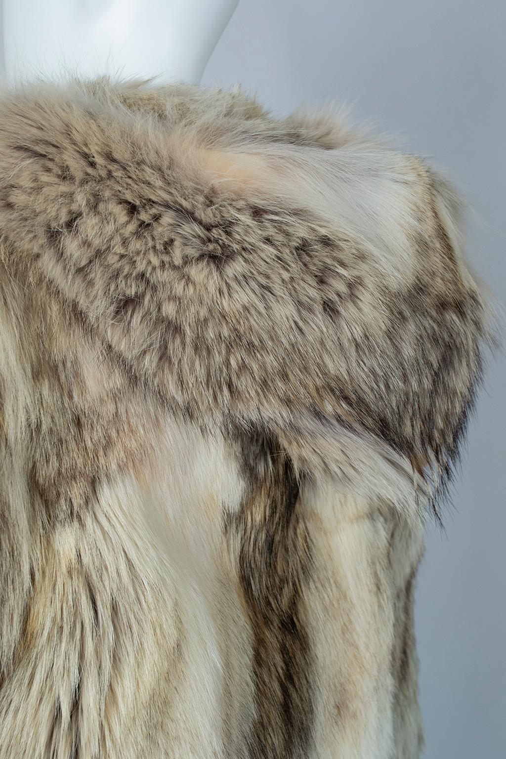 Plush Full-Length Copper Coyote Fur Overcoat with Detachable Hood – Med, 1970s 10