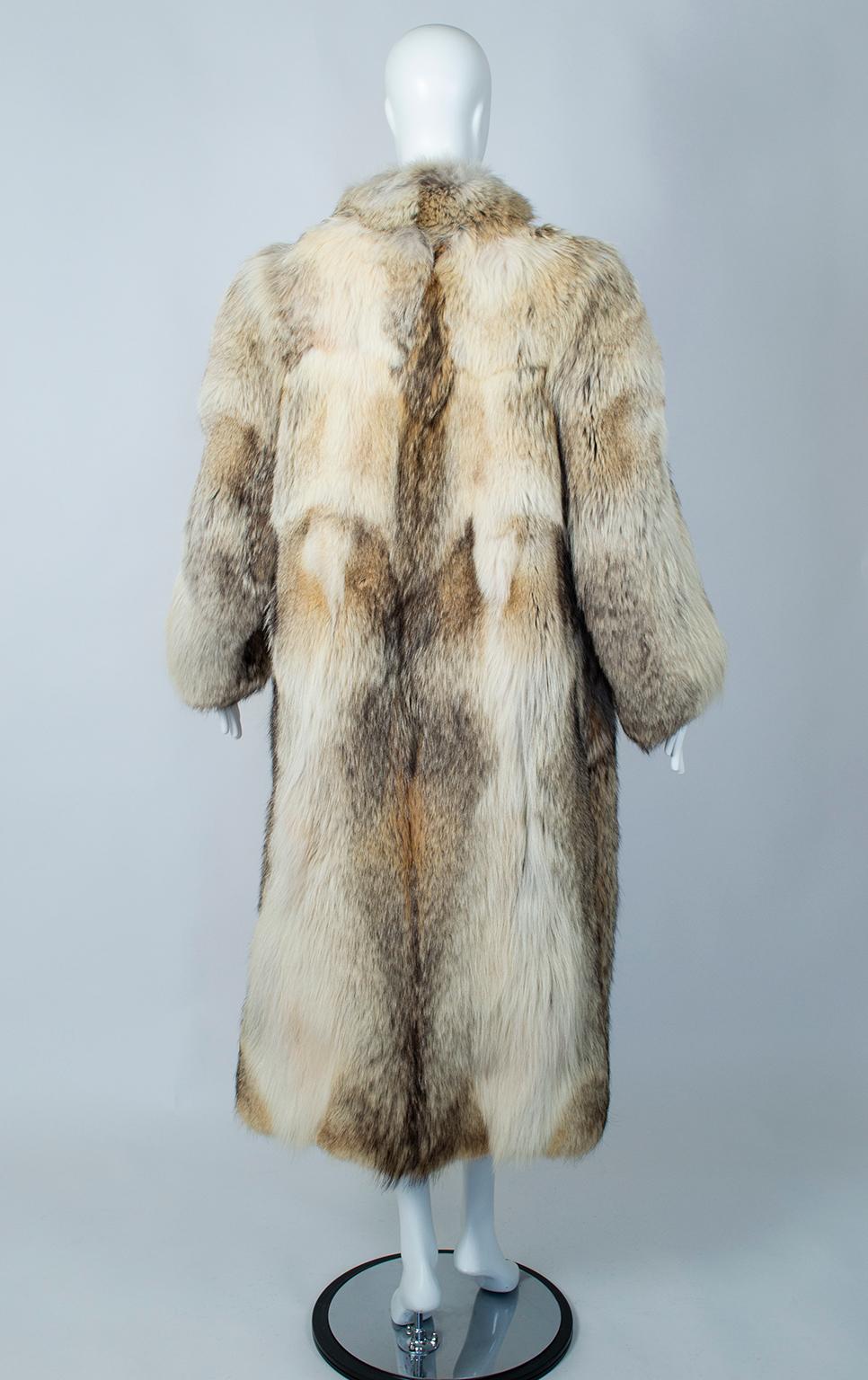 Plush Full-Length Copper Coyote Fur Overcoat with Detachable Hood – Med, 1970s 2