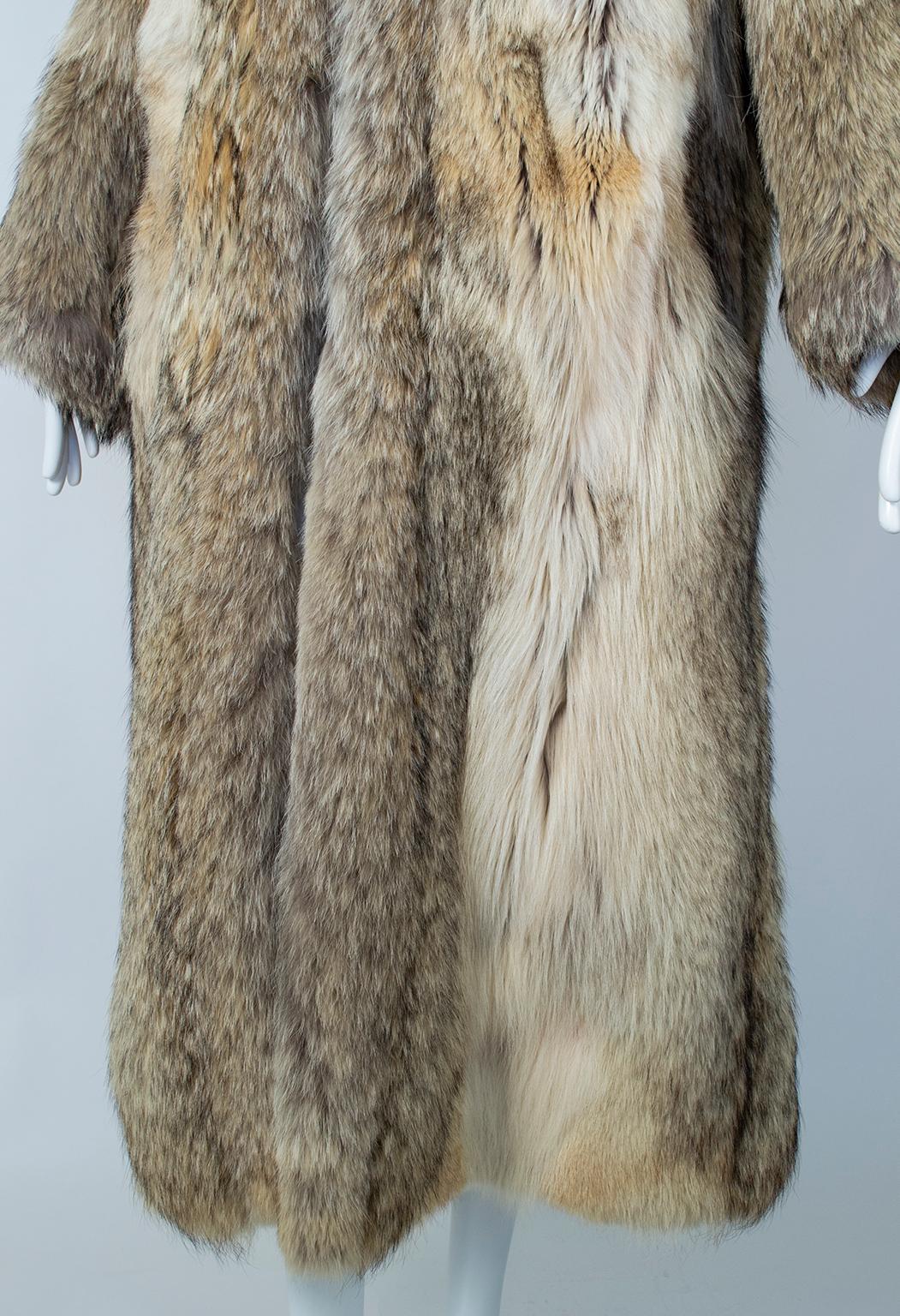 Plush Full-Length Copper Coyote Fur Overcoat with Detachable Hood – Med, 1970s 3