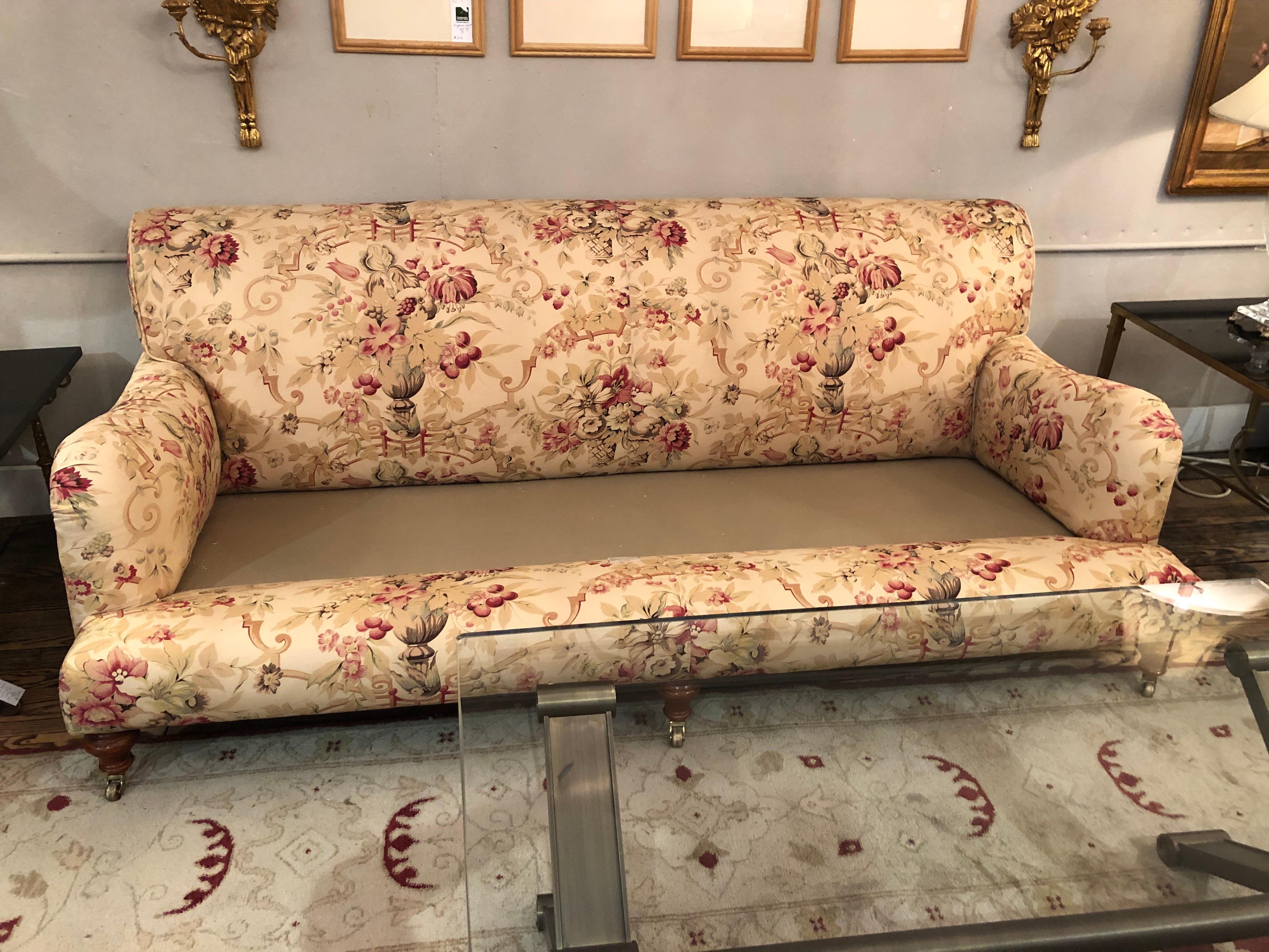 Extra Large Plush George Smith Signature Scroll Arm English Upholstered Sofa 5