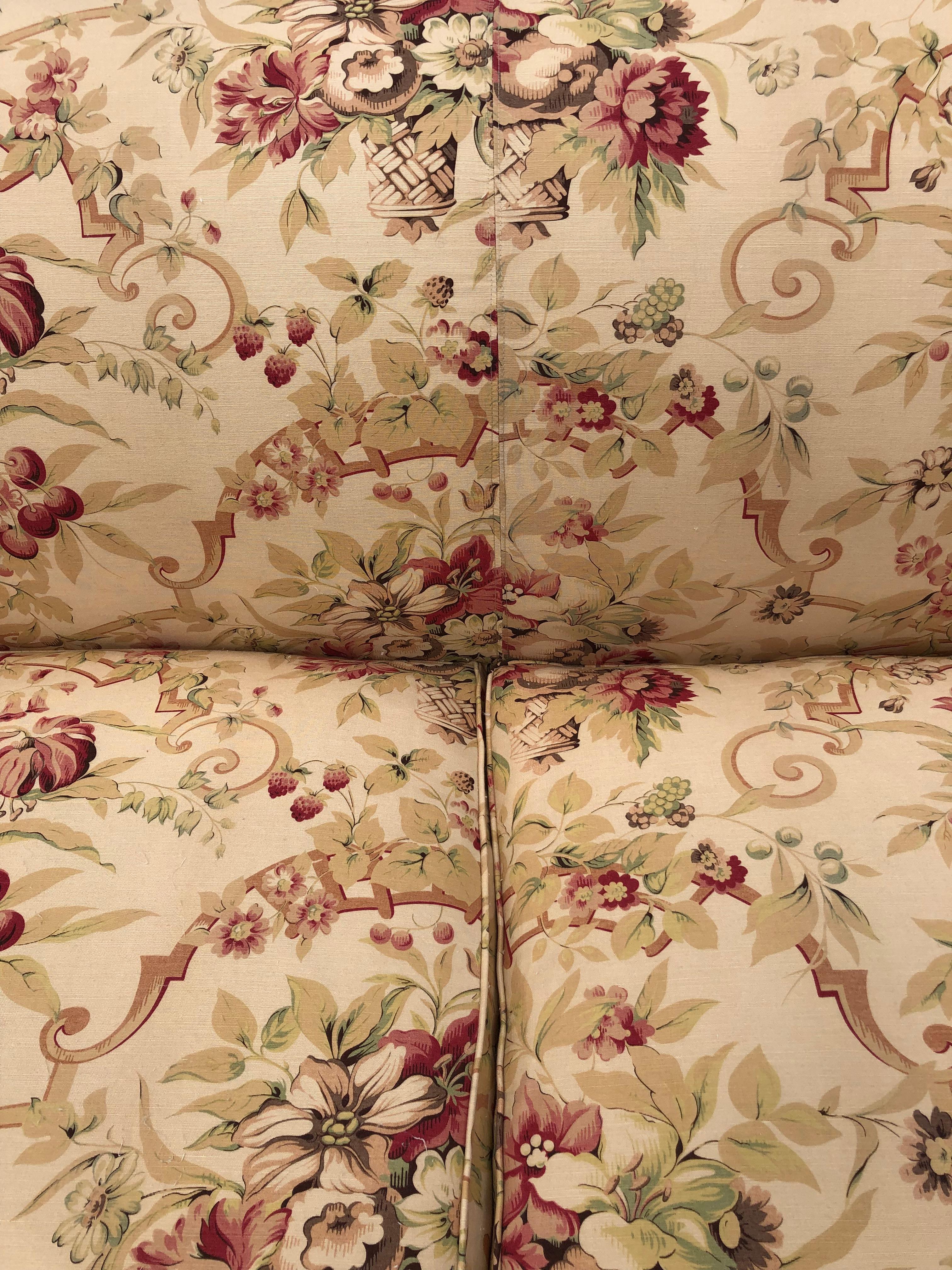 Extra Large Plush George Smith Signature Scroll Arm English Upholstered Sofa In Excellent Condition In Hopewell, NJ