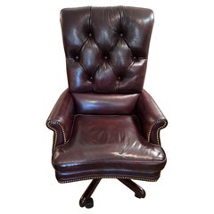 Plush Hancock & Moore Chesterfield Style Swivel Leather Desk Chair