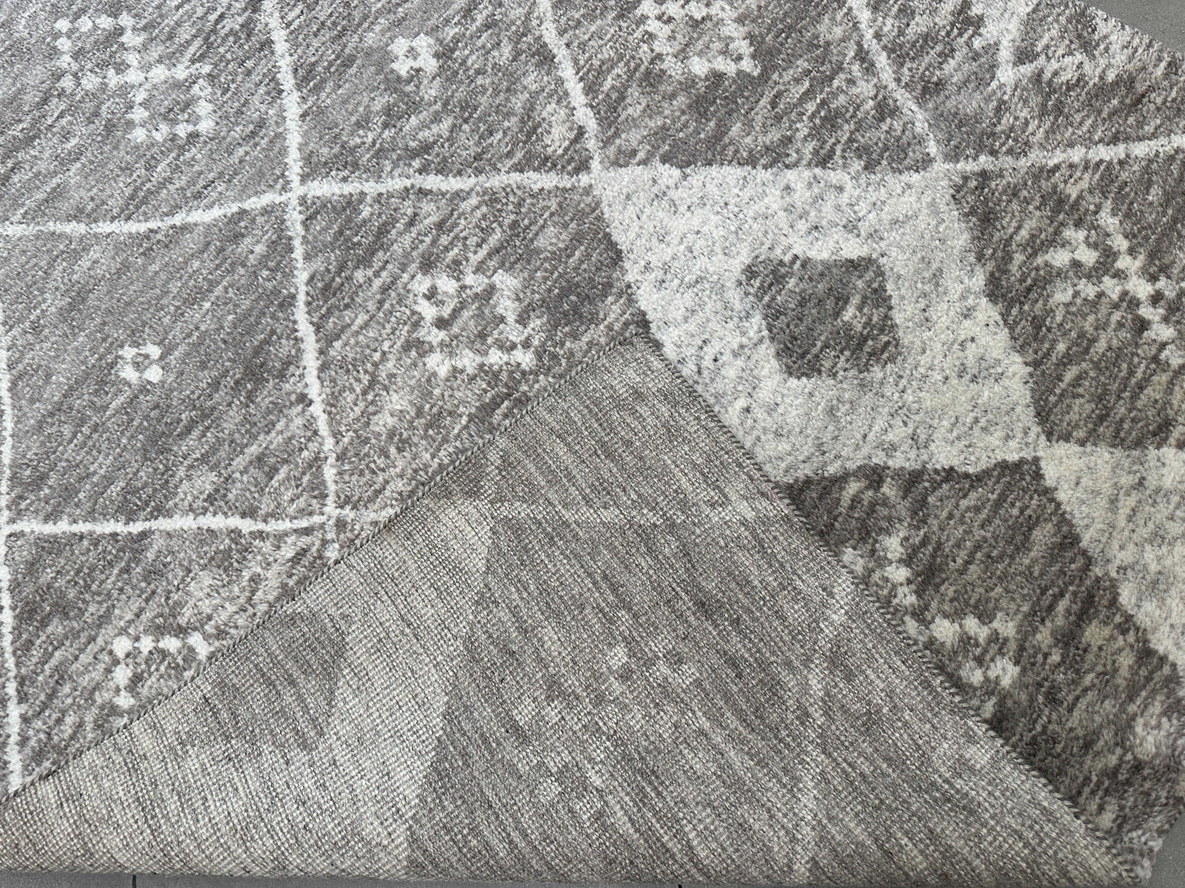 Plush, Handmade 8x10 Diamond Pattern Moroccan Area Rug For Sale 2