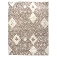 Tappeto marocchino 9x12 con motivo a diamante, fatto a mano, in peluche.