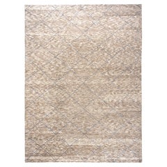 Plush Handmade Beige, Brown, and Blue Moroccan Area Rug 9x12