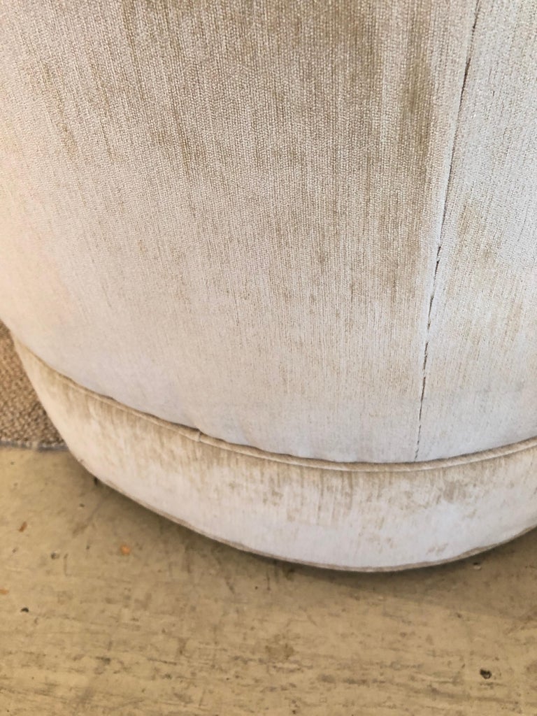 Plush MidCentury Modern Curvy Swivel Camel Velvet Club Chairs at