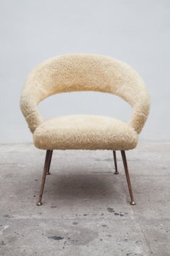 Fauteuil de salon en peluche « Modèle DU 55 P » de Gastone Rinaldi, 1954