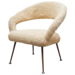 Fauteuil de salon en peluche « Modèle DU 55 P » de Gastone Rinaldi, 1954