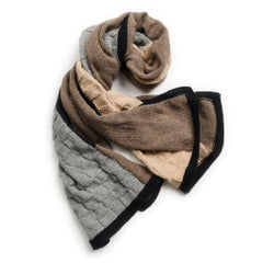 Plush Alpaca Muhu Brown Gray Throw Shawl Hand Knitted By Peruvian Artisans