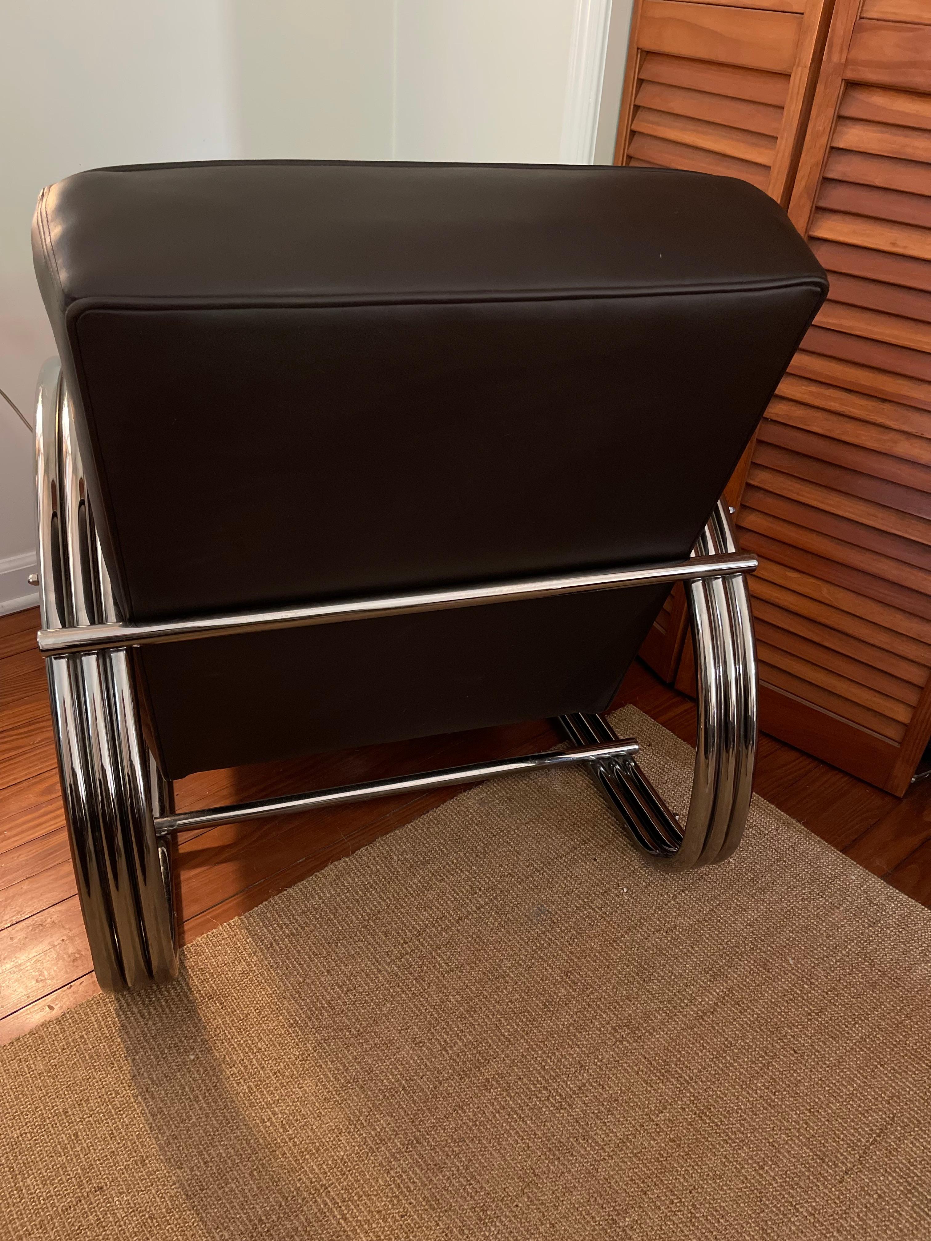 Mid-Century Modern Plush Ralph Lauren Hudson Street Lounge Chocolately Brown Leather Club Chair