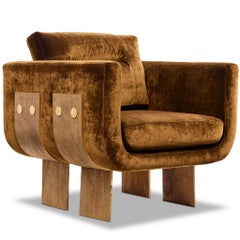 Solid Cast Brass & Plush Velvet Primal Statement Lounge Chair by Egg Designs