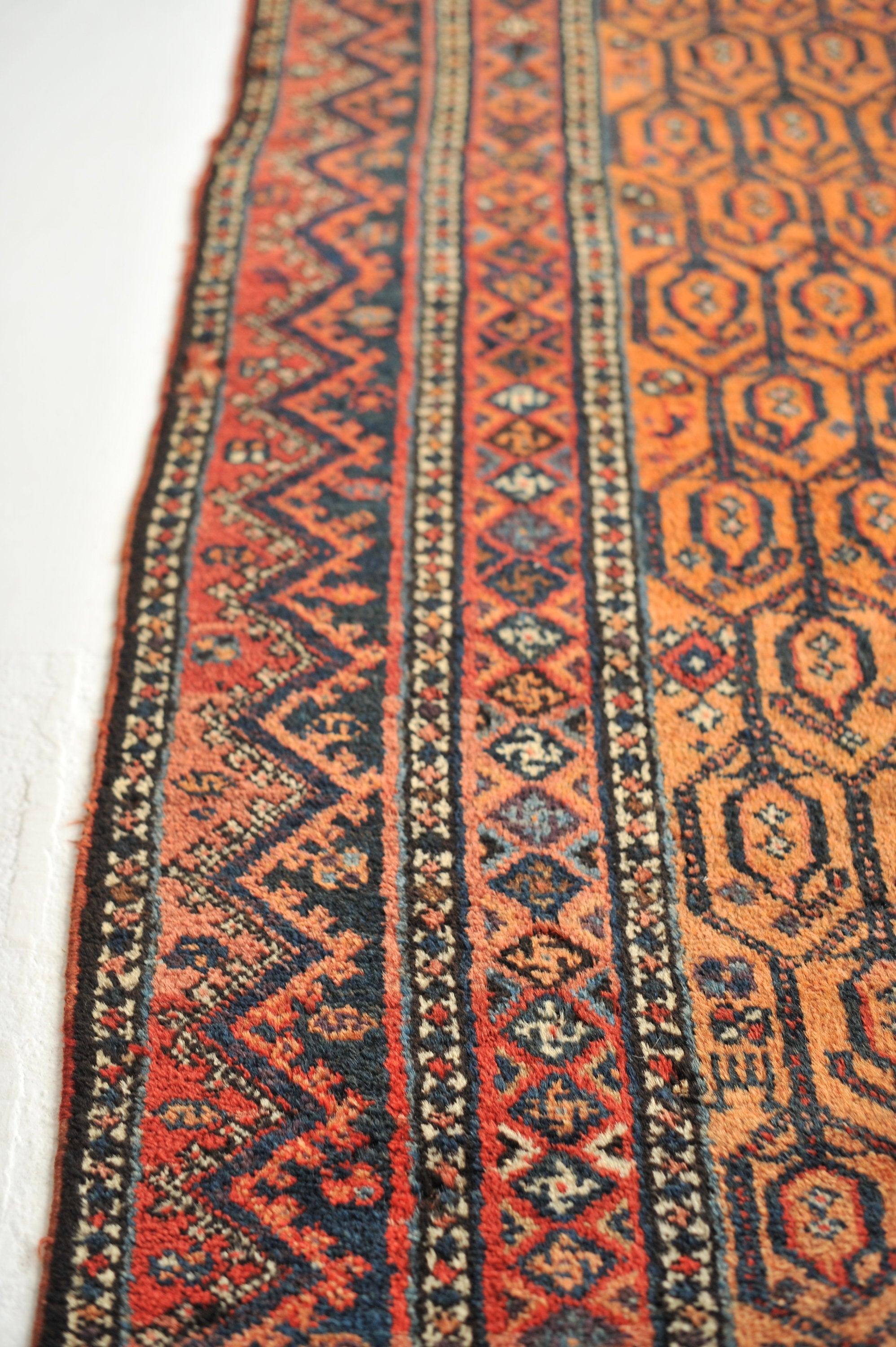 Plüsch Wolle Vintage-Läufer mit Apricot Boteh-Design, ca. 1940er Jahre im Angebot 2