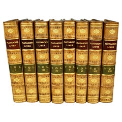 Plutarch's Lives in 8 Leatherbound Volumes Published London, J. Tonson 1727