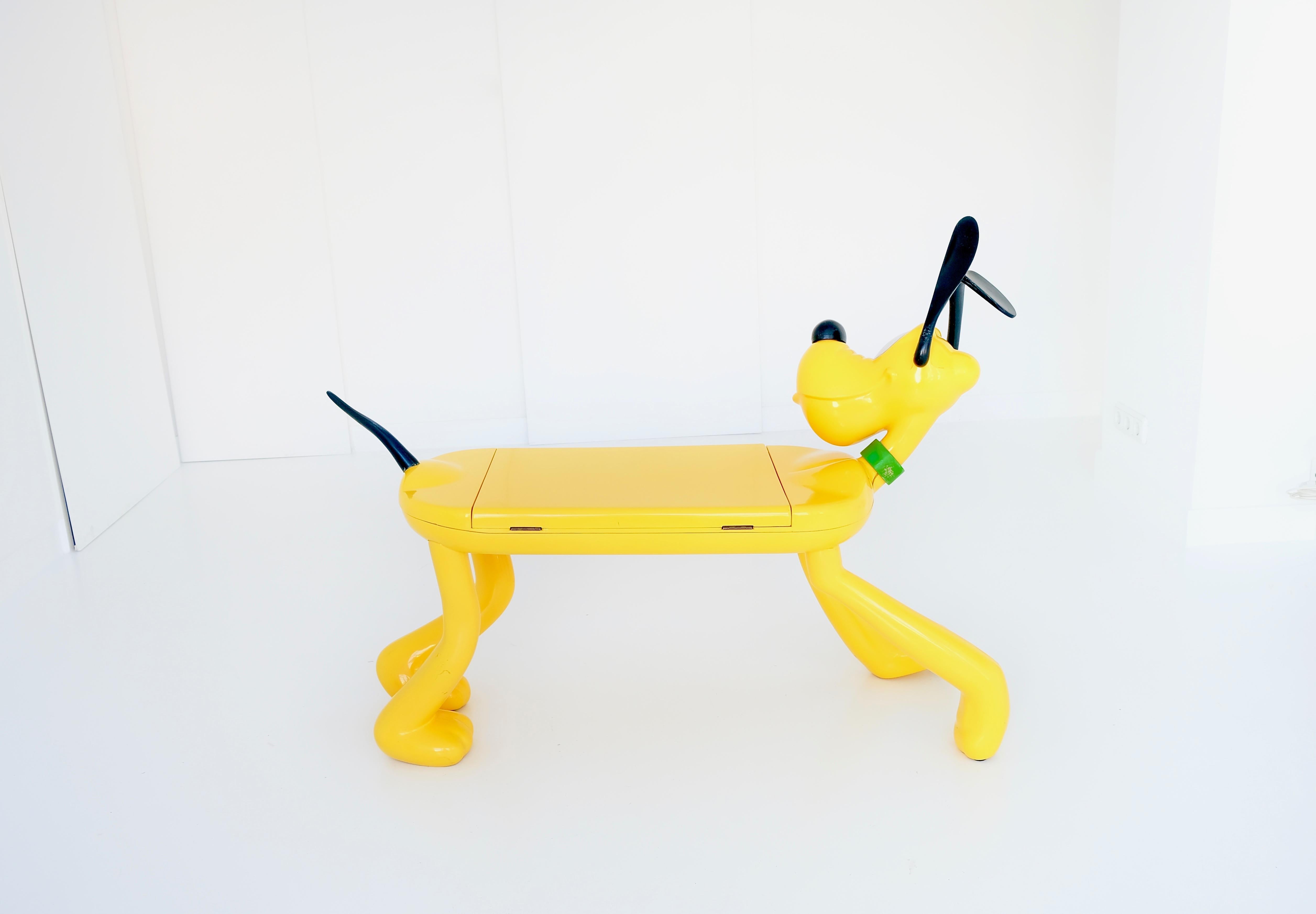 Resin Pluto children desk for Disney by Pierre Colleu, produced by Starform, 1980