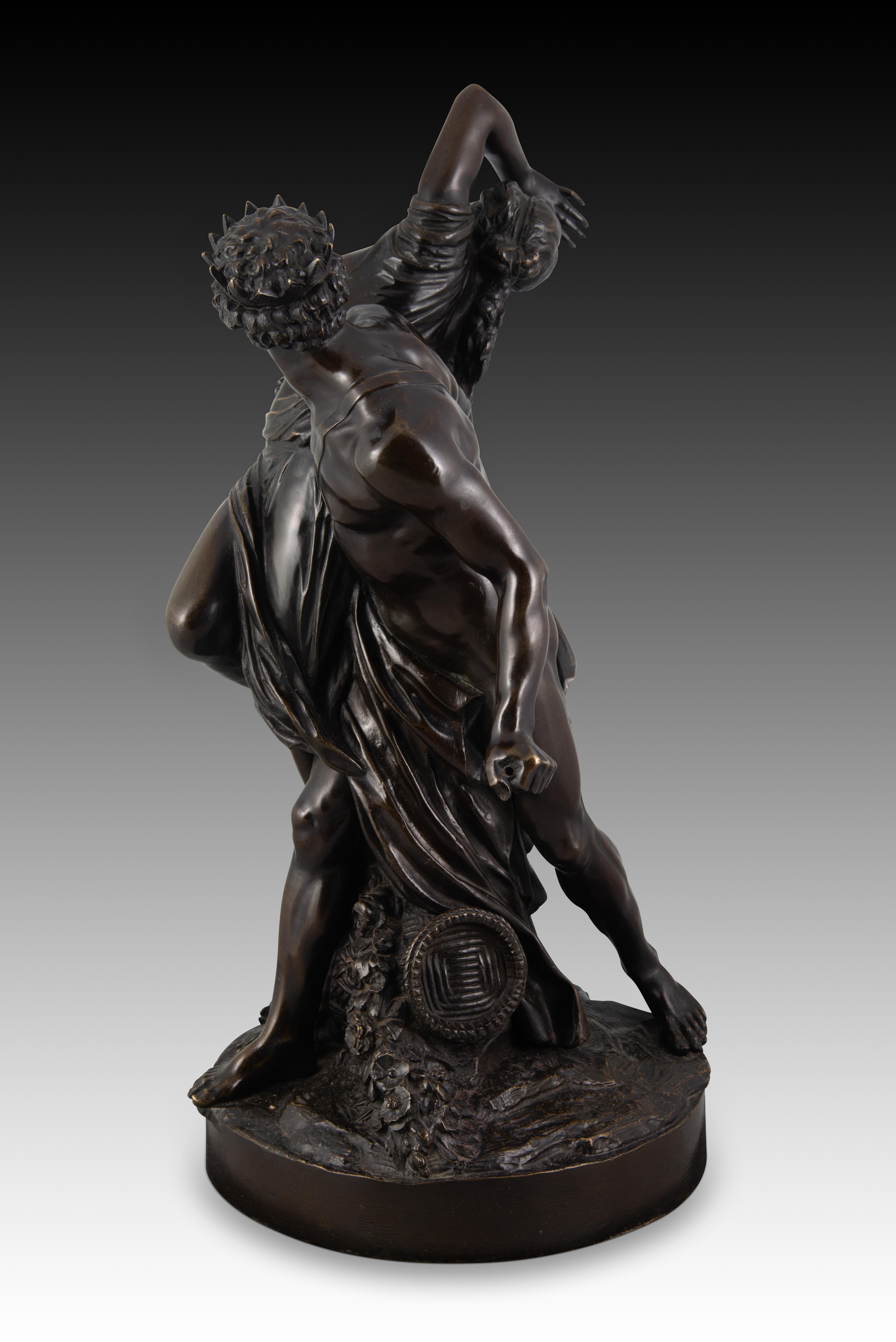 Pluto kidnapping Proserpina. Bronze. Following models by BOIZOT, Louis-Simon (Paris, 1743-1809); XIX century. 
Column engraving (Boizot); handwritten numbering (see base). Bronze sculpture with a circular base that shows a mature man, with a beard