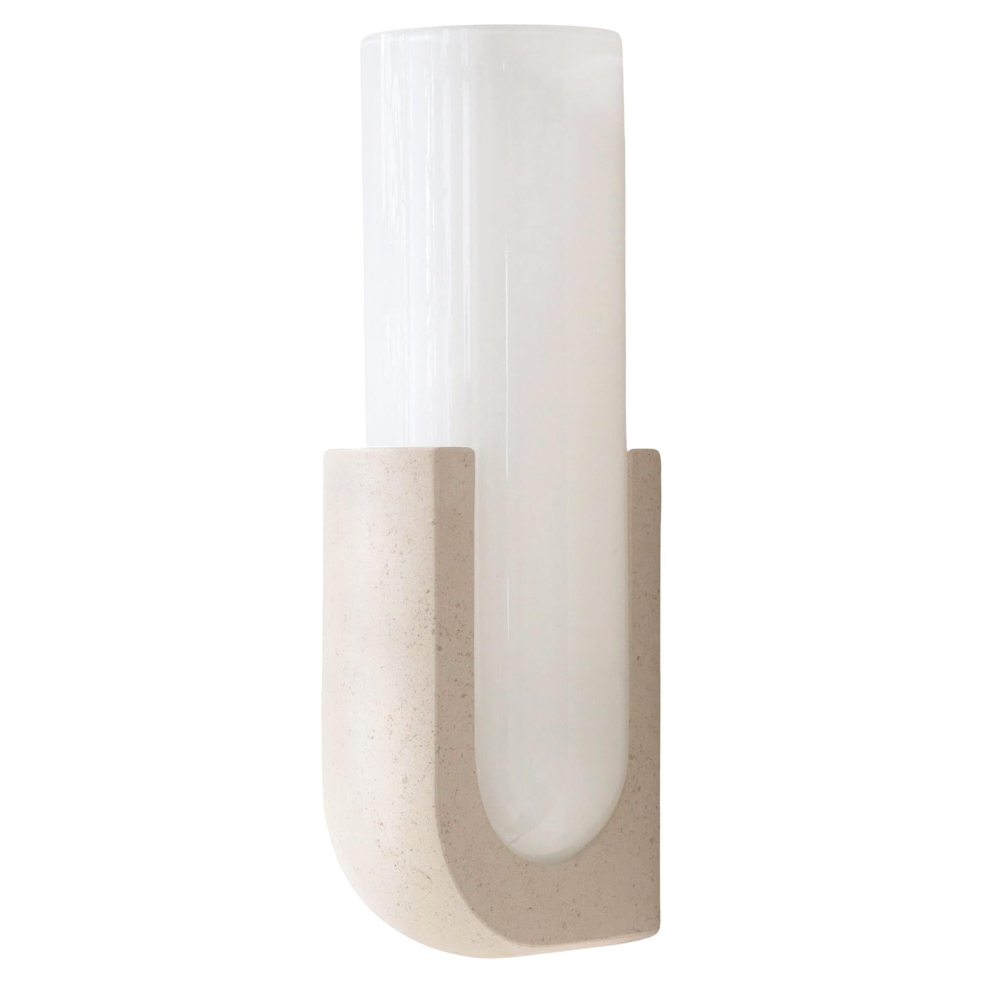 Wandleuchter Pluto aus Stein und Glas im Angebot