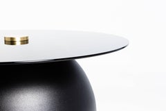 Pluto Table, Matte Black with Black Glass