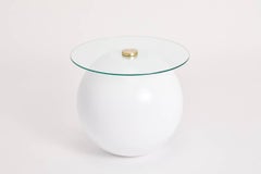 Pluto Table, Matte White with Clear Glass