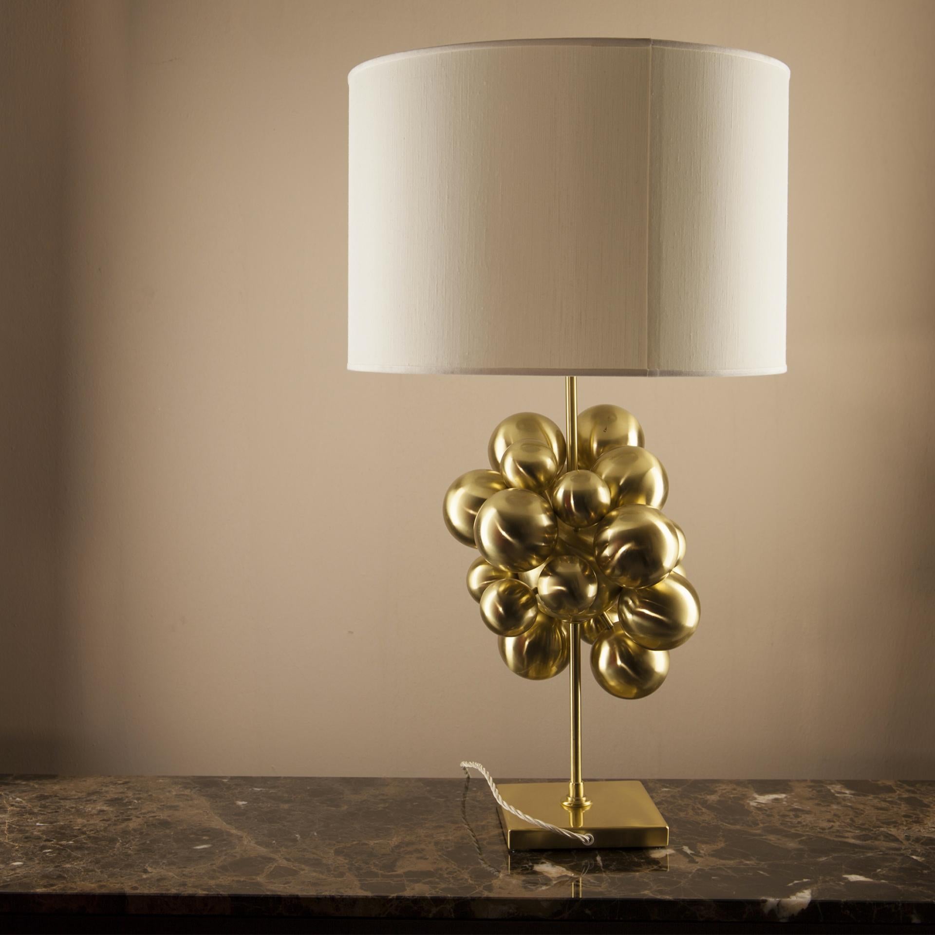 Plutone Table Lamp, Solid Brass Spheres, Florence Italy Production For Sale 5
