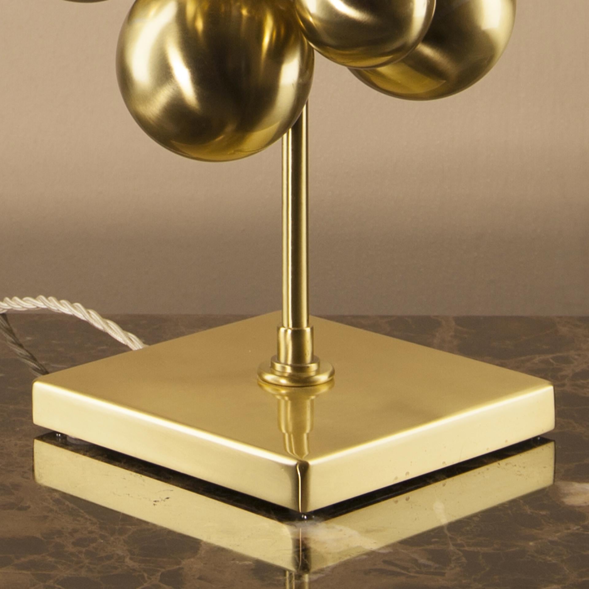 Plutone Table Lamp, Solid Brass Spheres, Florence Italy Production For Sale 7