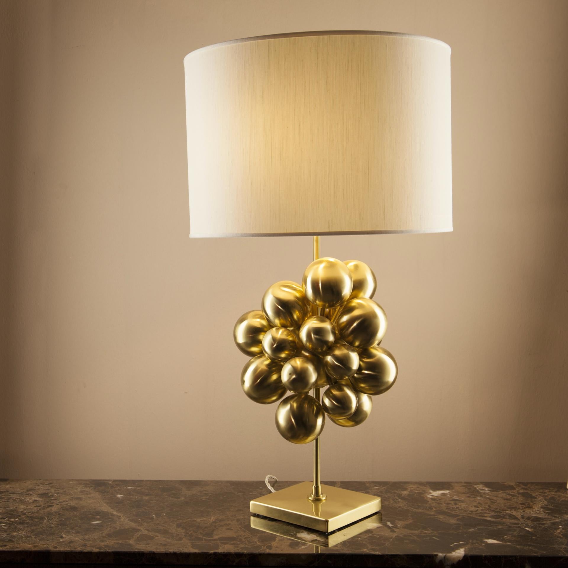 Mid-Century Modern Plutone Table Lamp, Solid Brass Spheres, Florence Italy Production For Sale