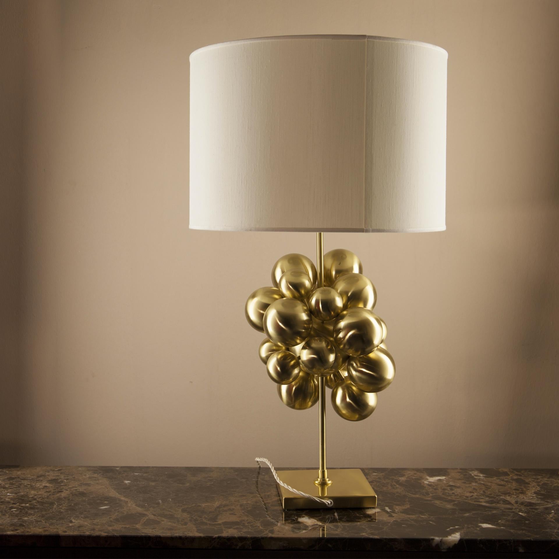 Plutone Table Lamp, Solid Brass Spheres, Florence Italy Production For Sale 3