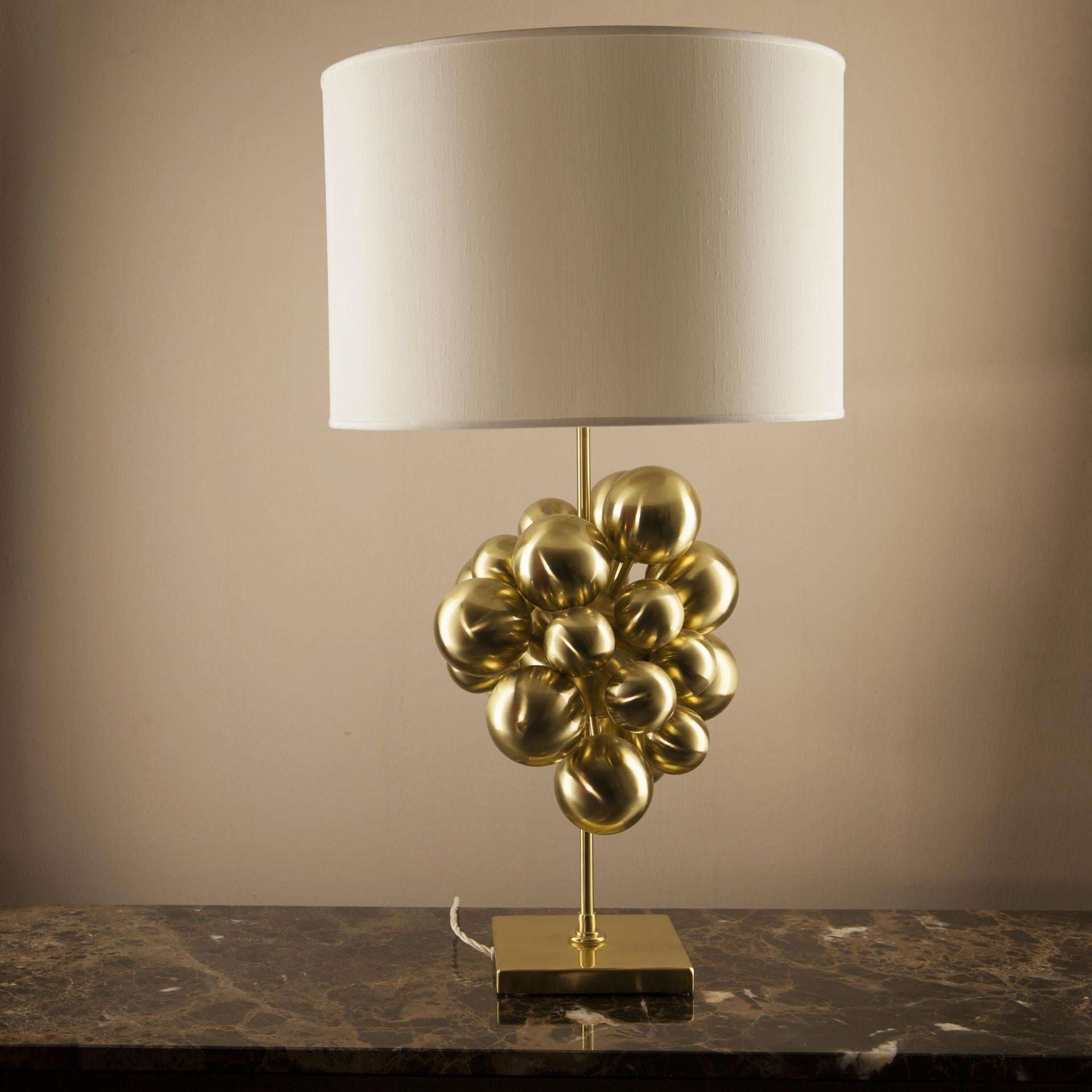 Plutone Table Lamp, Solid Brass Spheres, Florence Italy Production For Sale 4