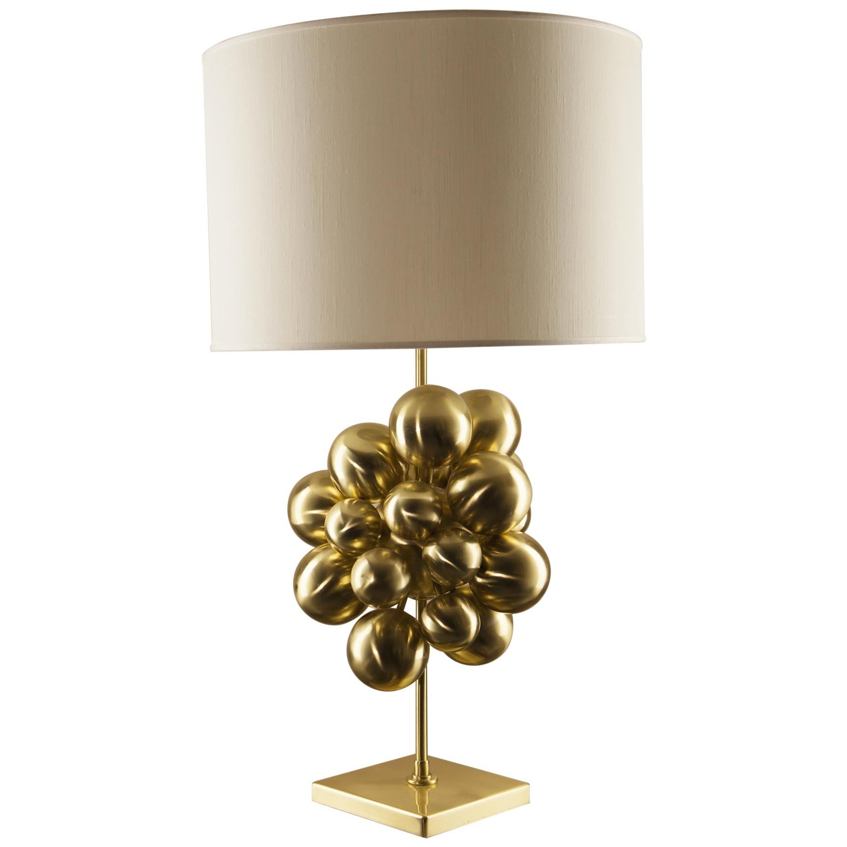 Plutone Table Lamp, Solid Brass Spheres, Florence Italy Production For Sale