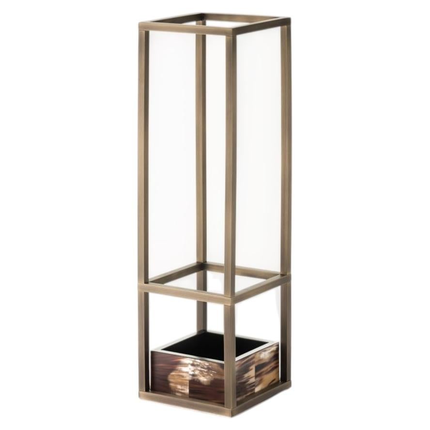 Pluvio Umbrella Stand in Burnished Brass, Horn & Lacquered Wood by Arcahorn For Sale