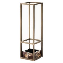 Pluvio Umbrella Stand in Burnished Brass, Horn & Lacquered Wood by Arcahorn