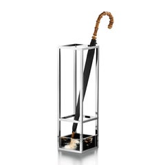 Porte-parapluies Pluvio en bois et acier inoxydable de Corno Italiano, Mod. 1434
