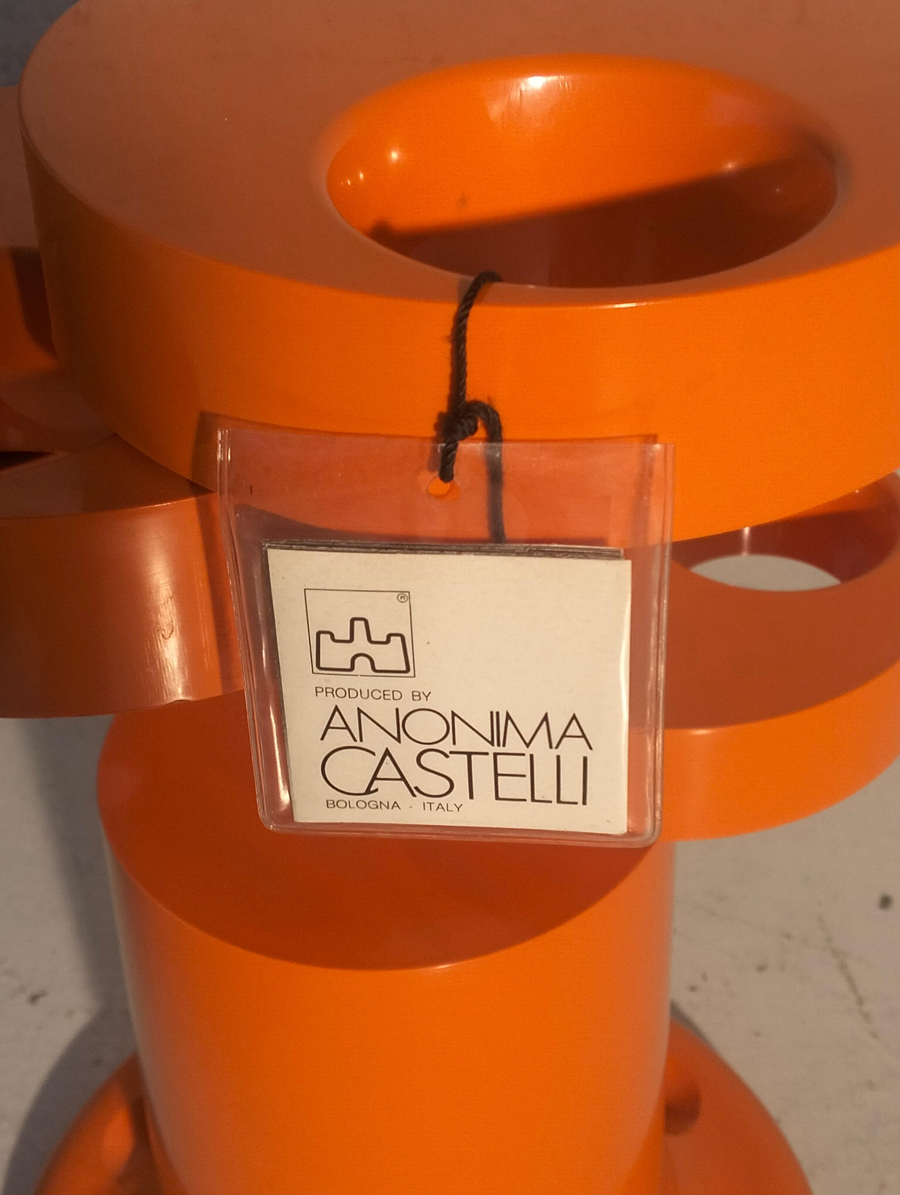 Pluvium orange umbrella stand by Giancarlo Piretti for Anonima Castelli 70s For Sale 1