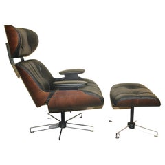 Vintage Plycraft Chair and Ottoman in the Style of the Eames 670 Lounge Chair