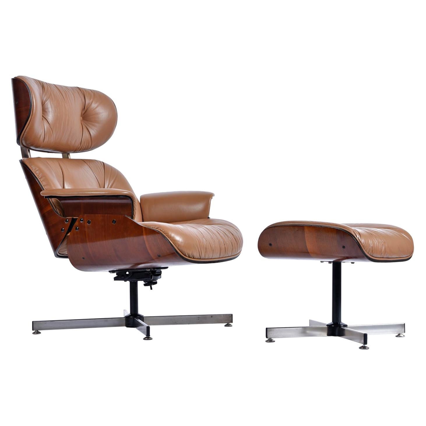 Plycraft Lounge Chair and Ottoman in Walnut
