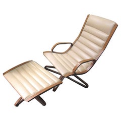 Loungesessel mit Polsterhocker aus Sperrholz