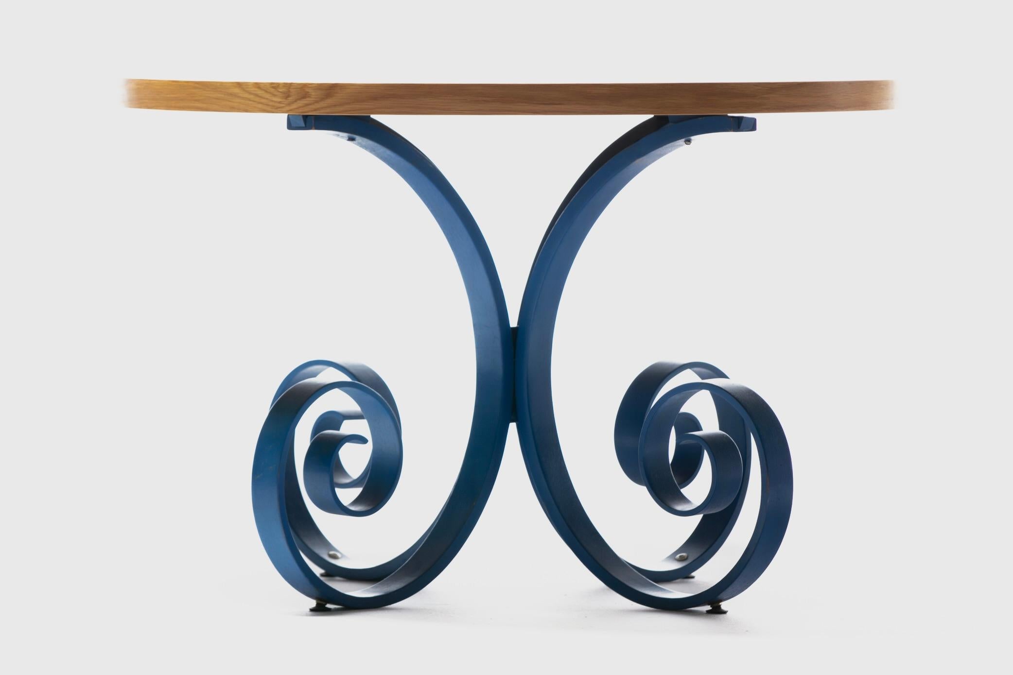 Mesa Sultana de roble y laca azul de George Mulhauser c. 1950 Moderno de mediados de siglo en venta