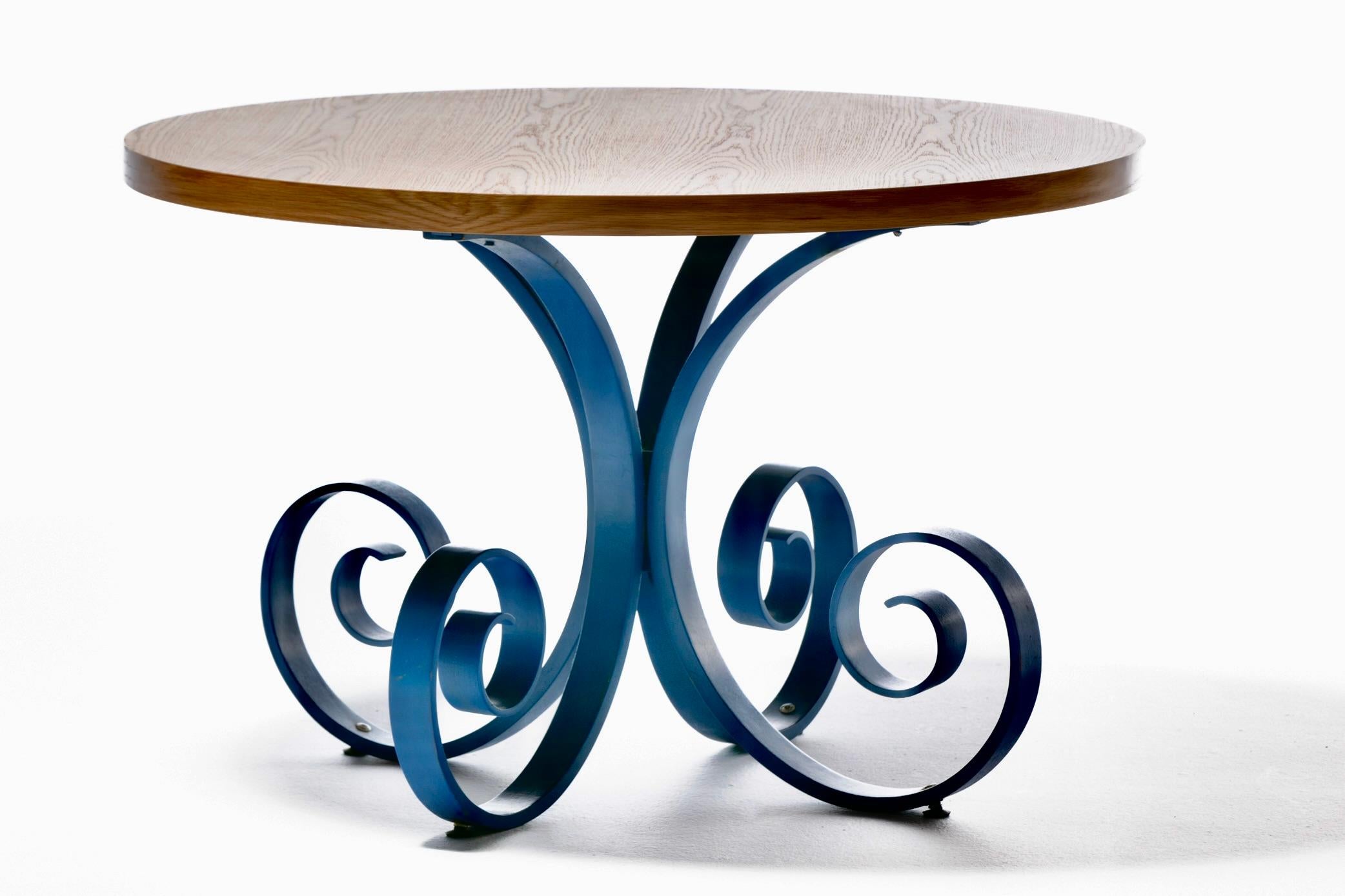 Mesa Sultana de roble y laca azul de George Mulhauser c. 1950 Estadounidense en venta