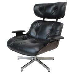 Sedia da salotto Plycraft in noce e pelle di George Mulhauser