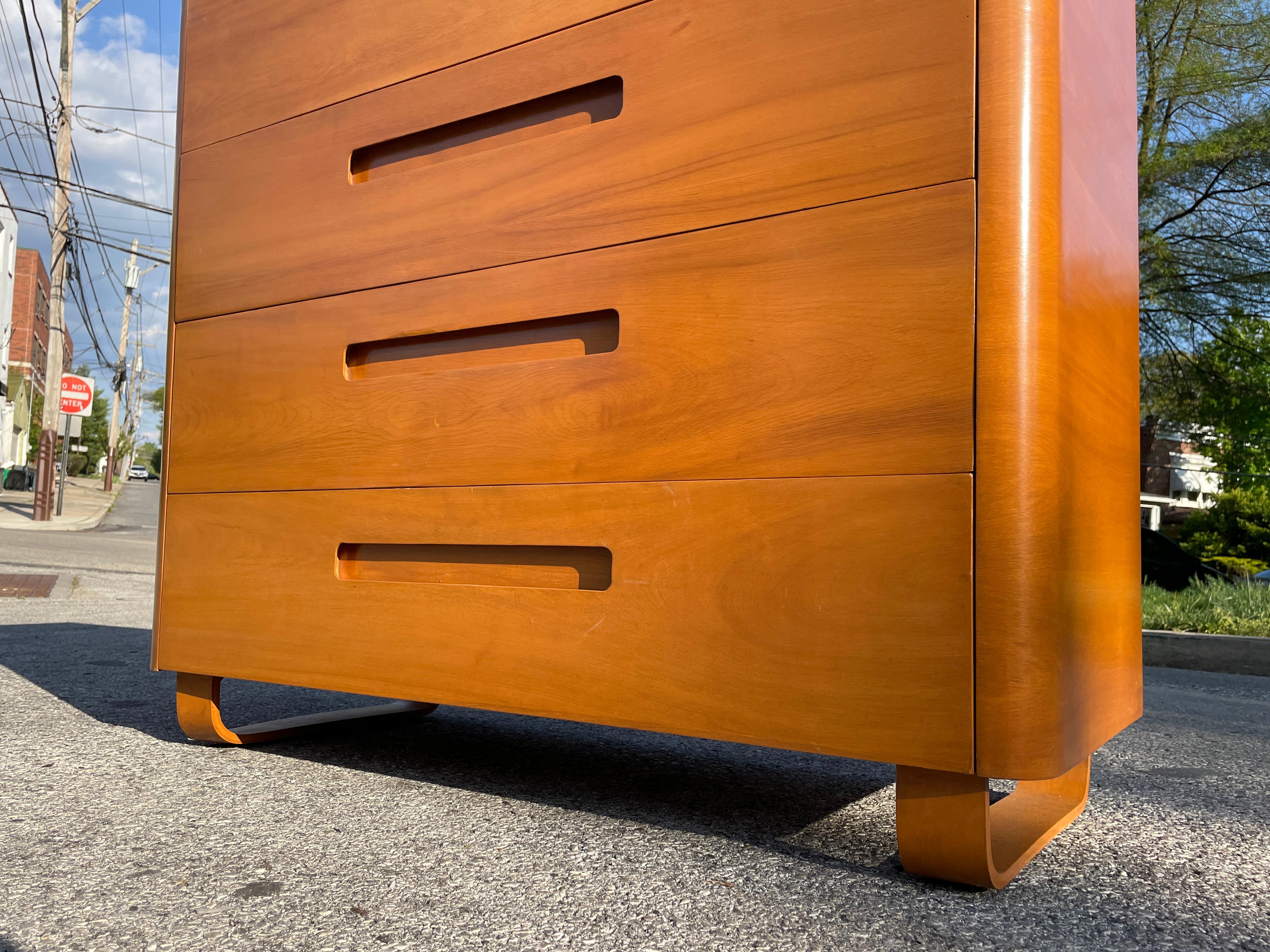 Plymodern Midcentury Highboy Dresser by Paul Goldman In Good Condition In Media, PA