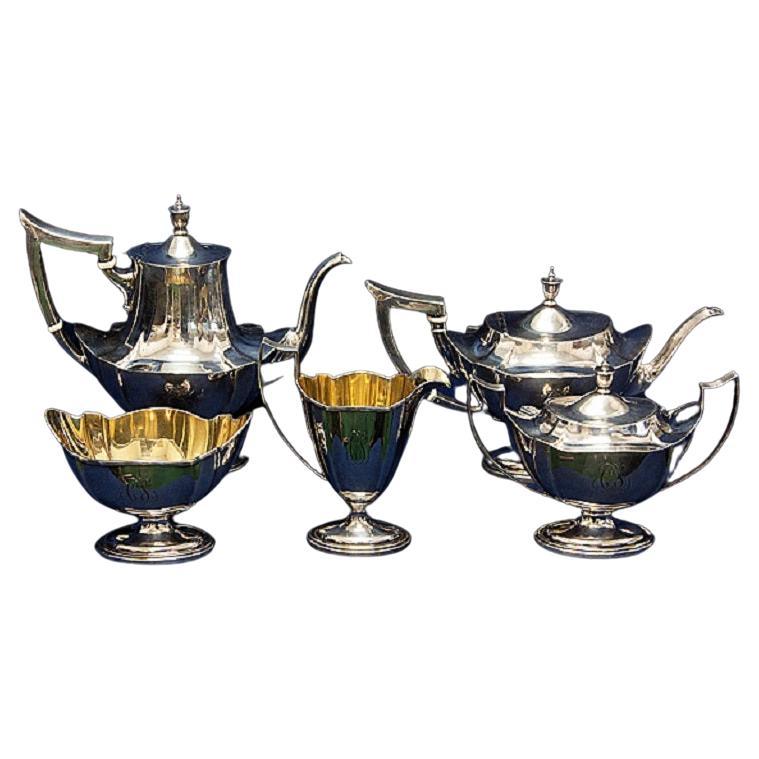 Plymouth, Gorham, 5 Pieces Sterling Silver Tea and Coffee Set, Patented 1911