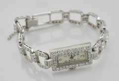 Plymouth Watch Co. Ladies Antique Platinum and Diamond Wristwatch