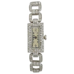 Plymouth Watch Co. Ladies Antique Platinum and Diamond Wristwatch