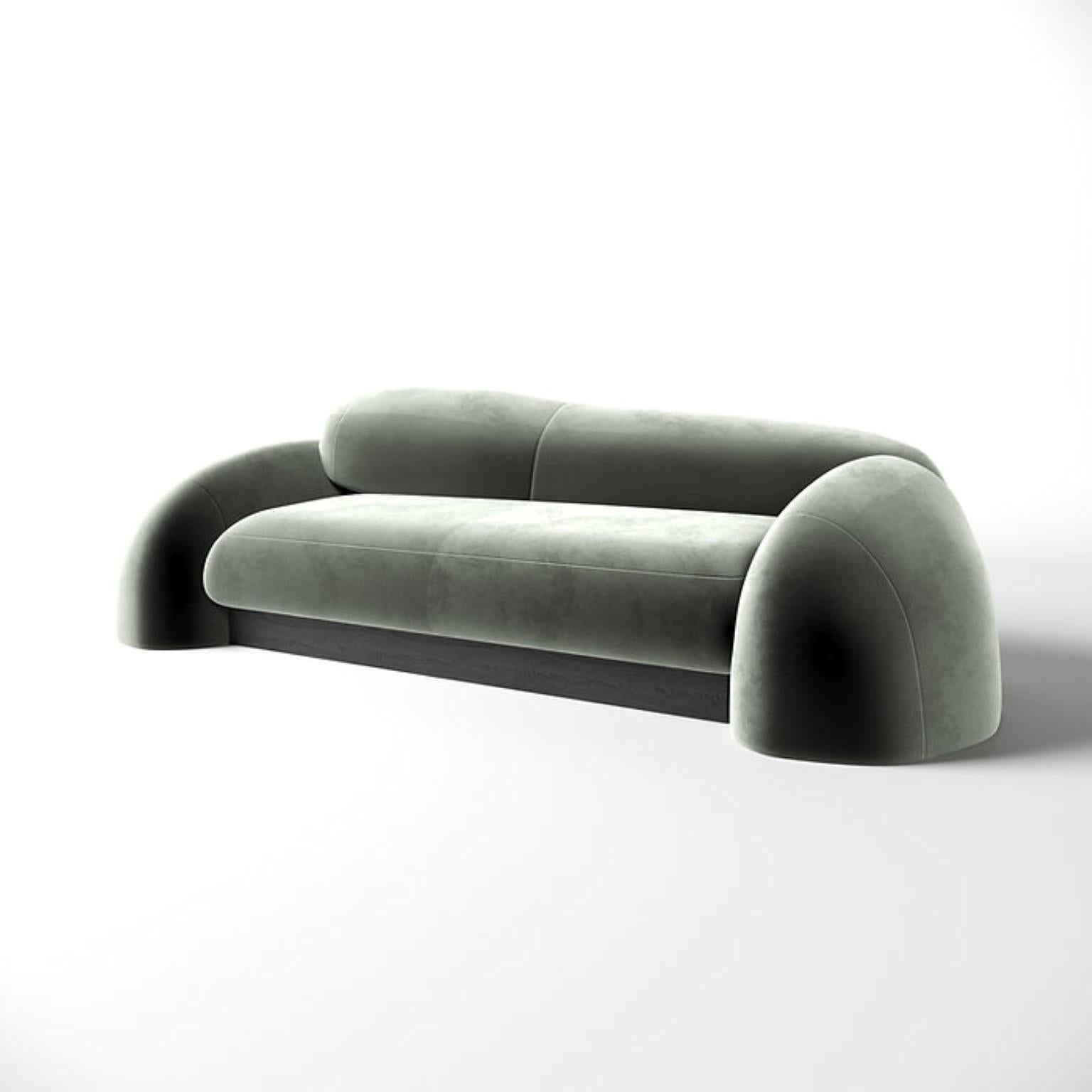 Plyn small sofa by Faina
Design: Victoriya Yakusha
Materials: Textile, foam rubber, sintepon, wood
Dimensions: W 260 x D 118 x H 80 cm

The dimensions can be customized.

Drawing inspiration from water, the PLYN small sofa embodies soft