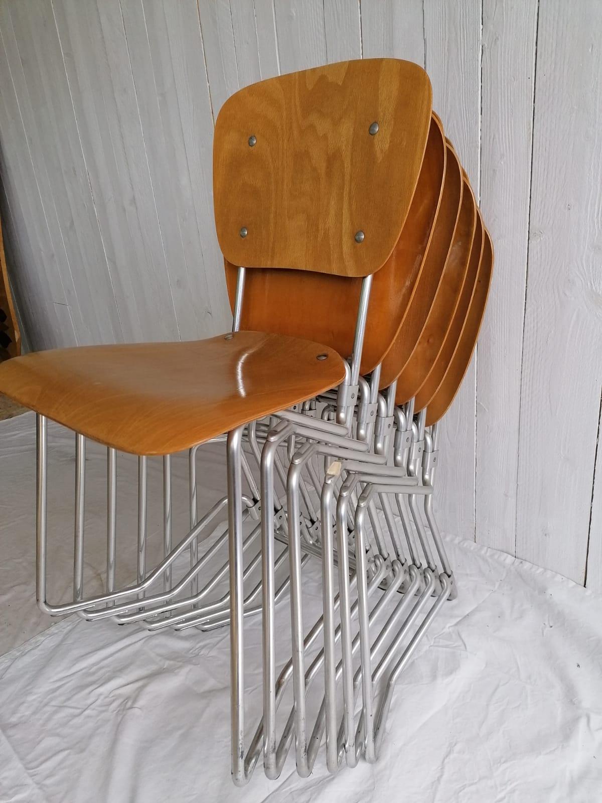German Plywood / Aluminium Chair by Armin Wirth for Alufelx For Sale