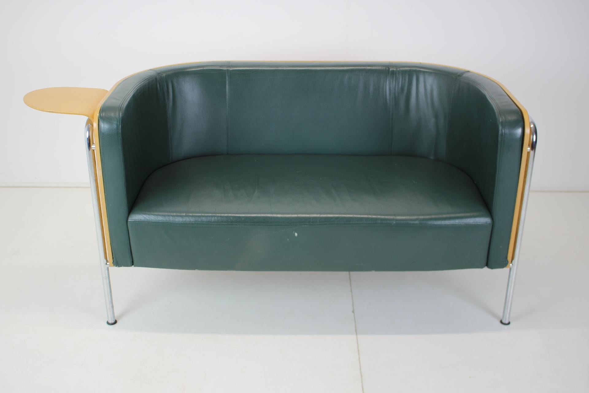 Mid-Century Modern Plywood and Leather Sofa by Christoph Zschocke for Thonet, 1990s / Germany