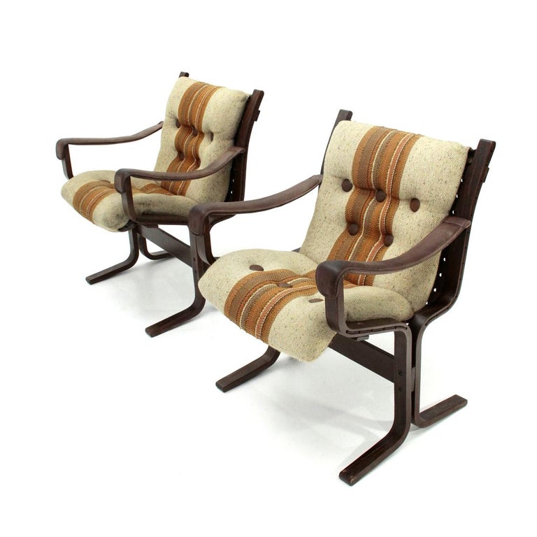 Late 20th Century Plywood Armchair by Ingmar Relling for Westnofa , 1970s, Set of 2 For Sale