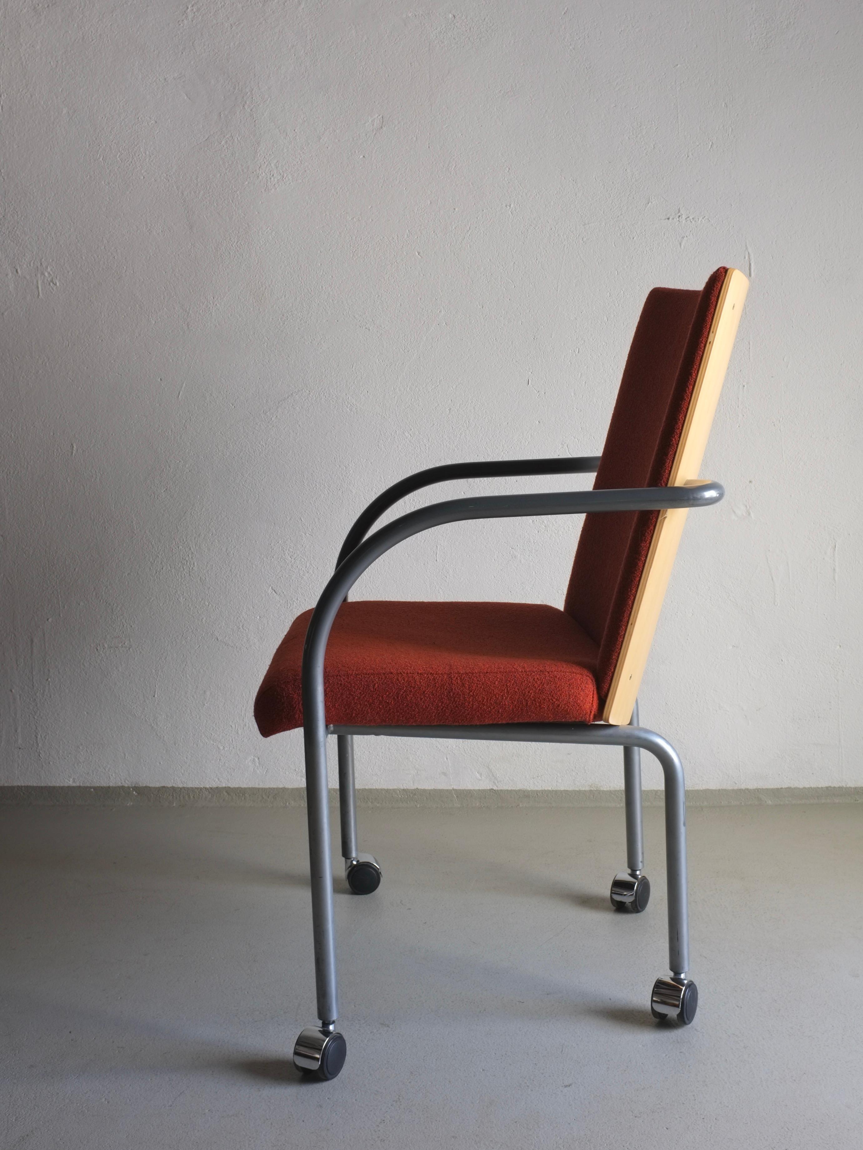 Plywood Back Rolling Armchair, Scandinavian 1980s In Good Condition For Sale In Rīga, LV