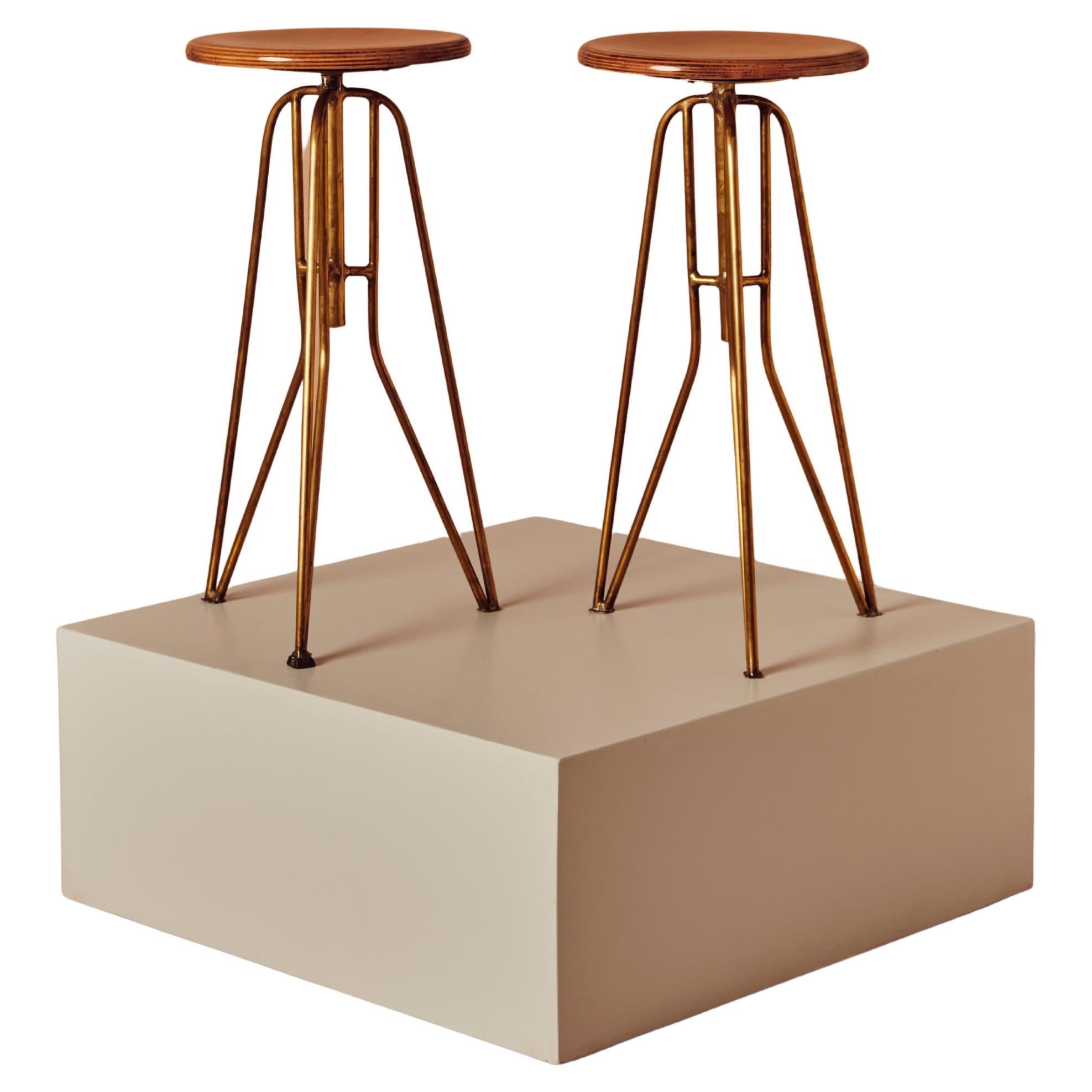 Plywood & Brass Bar Stools